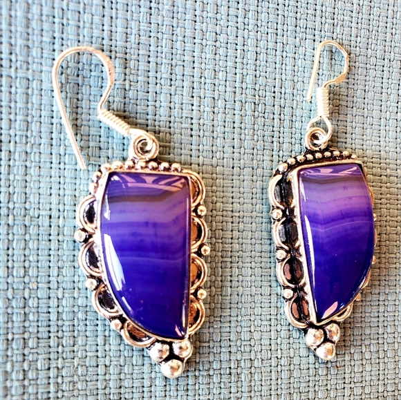 New Botswana Agate 925 Silver Statement Earrings. - Picture 10 of 13